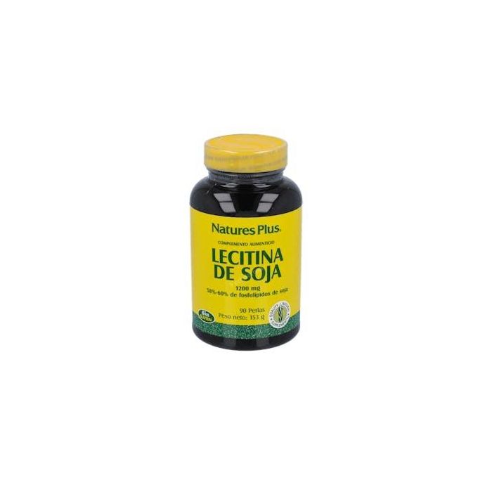 Natures Plus Lecitina de Soja 1200mg, 90 perlas – Contribuye al metabolismo de lípidos y función hepática normal