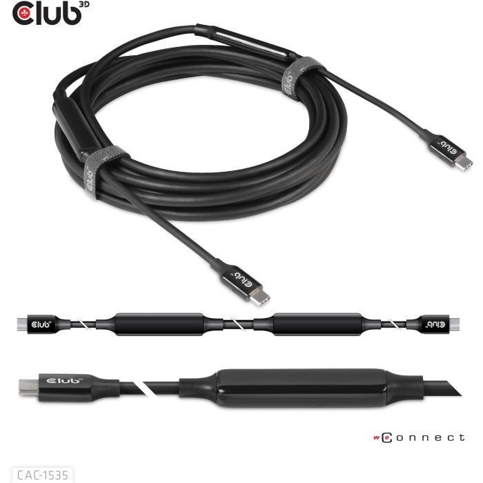 Club 3D CAC-1535 Cable USB 3.2 Gen 2 Tipo C a Tipo C Macho a Macho 5 Metros 10 Gbps Negro 1