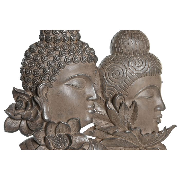 DKD Home Decor Figura Buda Oriental Resina Metal Marron Negro 8 x 42 x 23 cm (2 Unidades) 1