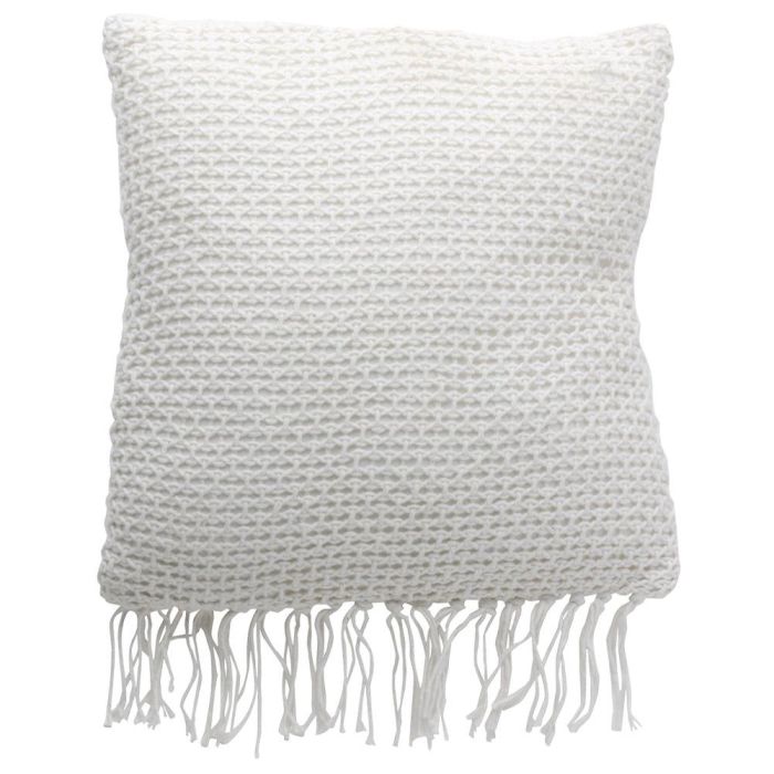 Home Deco Factory Cojín Blanco Ethnical Life 40x40 cm - Algodón y Poliéster con Flecos Home Deco Factory Cojín Blanco Ethnical Life 40x40 cm - Algodón y Poliéster con Flecos