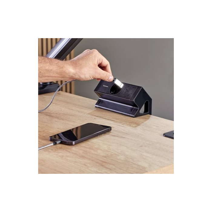 Regleta Sobremesa Fellowes 100137172/ 1 Tomas de corriente/ 1 USB - 1 USB Tipo-C/ Cable 2m/ Negra 4