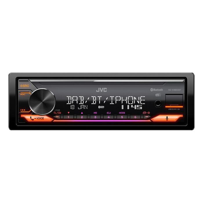 JVC KD-X482DBT Radio Coche 1 DIN, 200W, Bluetooth, USB, Manos Libres, Negro JVC KD-X482DBT Radio Coche 1 DIN, 200W, Bluetooth, USB, Manos Libres, Negro