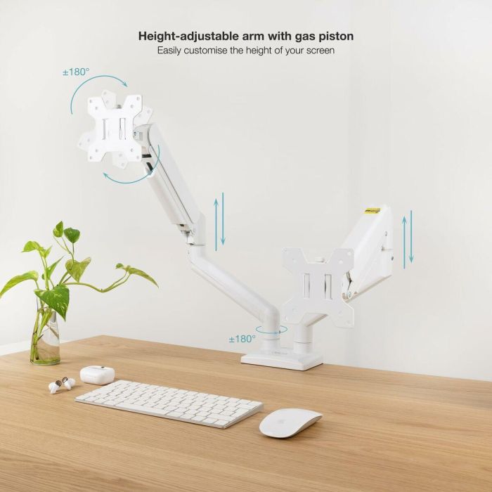 TooQ DB1434TNR-W Soporte de Escritorio para Monitor 13"-34" (2 pantallas) Pinza/Atornillado 10kg Blanco 7