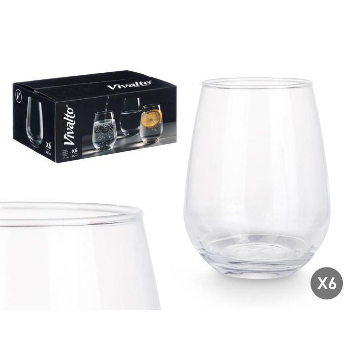 Vivalto Vaso de Vidrio Transparente de Base Ancha, 480 ml, 12 cm Alto x 9 cm Diámetro, Apto para Lavavajillas (24 Unidades) Vivalto Vaso de Vidrio Transparente de Base Ancha, 480 ml, 12 cm Alto x 9 cm Diámetro, Apto para Lavavajillas (24 Unidades)