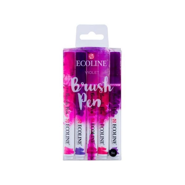 Talens Ecoline Rotuladores Brush Pen Punta Pincel Violeta Estuche 5 Ud