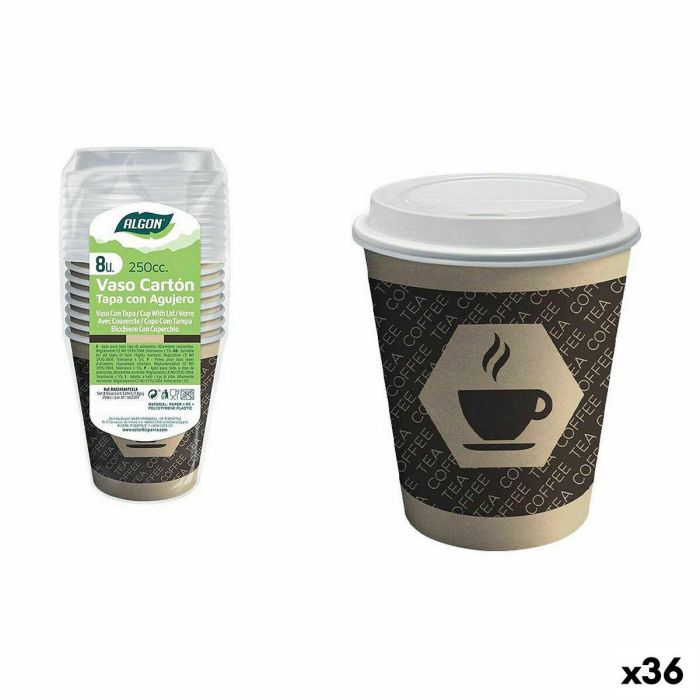 Set de Vasos Algon Cartón Café 8 Piezas 250 ml (36 Unidades) Set de Vasos Algon Cartón Café 8 Piezas 250 ml (36 Unidades)