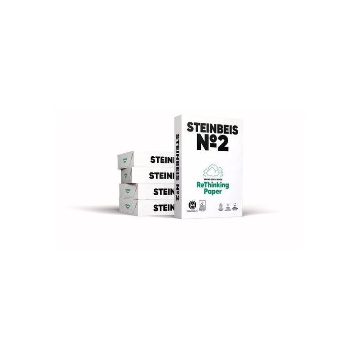 Papel A4 Steinbeis Nº2 80G 500H 100% Reciclado 5 unidades