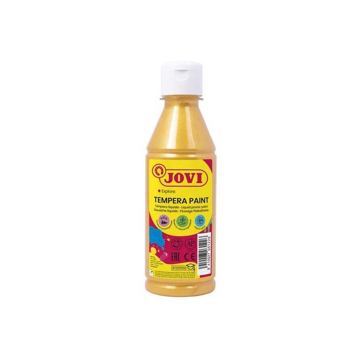Jovi Témpera Líquida Metallic Oro 250 mL - Base Natural, Colores Intensos, Secado Rápido, Sin Gluten