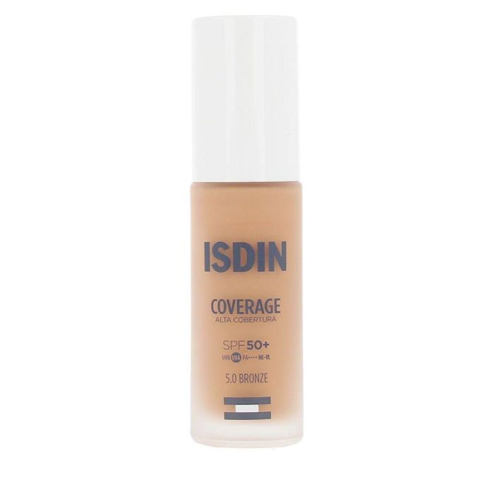 Base de Maquillaje Fluida Isdin COVERAGE Nº 5.0 Bronze Spf 50 30 g