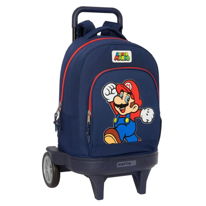 Mochila Escolar con Ruedas Super Mario World Azul marino 33 x 45 x 22 cm