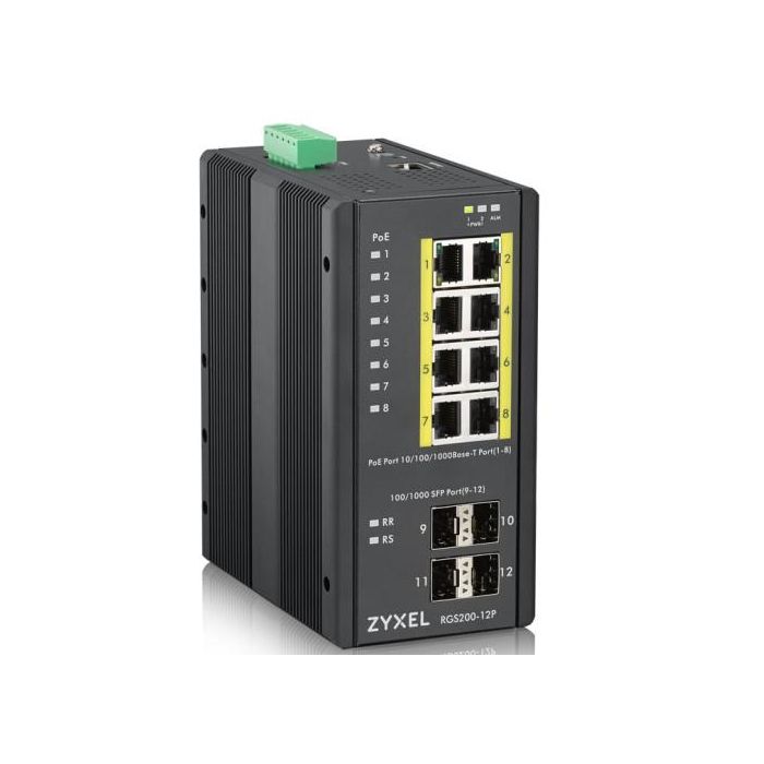 Zyxel RGS200-12P Switch Gestionado L2 Gigabit Ethernet con PoE Negro 1