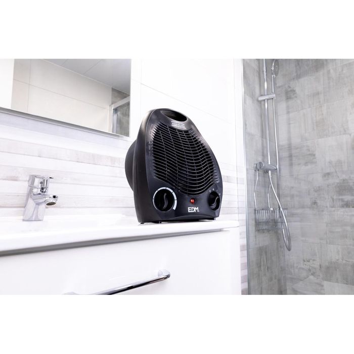 Edm Calefactor vertical de suelo 1000-2000W Negro con protección de sobrecalentamiento y posición de aire fresco 4