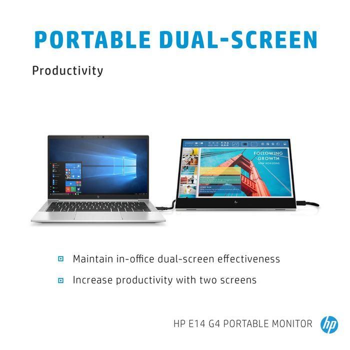 HP E14 G4 Monitor Portátil - Pantalla Brillante para Trabajar en Cualquier Lugar, Conexión USB-C 18