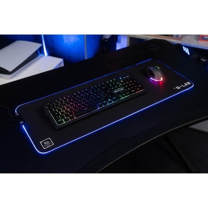 THE G-LAB PAD-RUBIDIUM Alfombrilla de ratón para juegos XXL, Retroiluminación LED RGB, Base antiderrapante, Negro 2 THE G-LAB PAD-RUBIDIUM Alfombrilla de ratón para juegos XXL, Retroiluminación LED RGB, Base antiderrapante, Negro 2