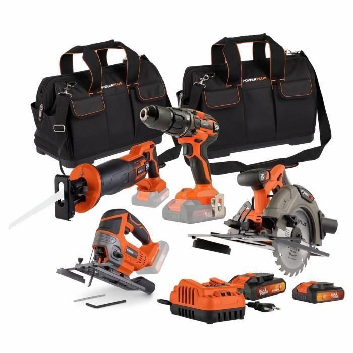 Dual Power DUA5400338128615 Pack 4 herramientas 20V: Taladro/Atornillador + Sierra Caladora, Sable, Circular con 2 baterías y cargador 0 Dual Power DUA5400338128615 Pack 4 herramientas 20V: Taladro/Atornillador + Sierra Caladora, Sable, Circular con 2 baterías y cargador 0