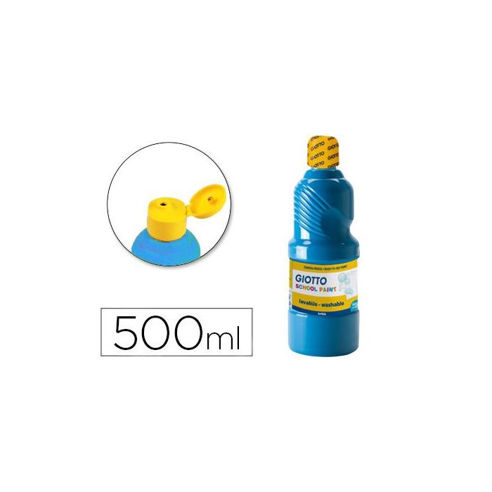 Giotto Témpera Escolar Lavable Azul Cyan Botella 500 mL