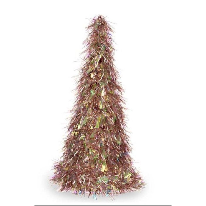 Figura Decorativa Árbol de Navidad Espumillón Cobre Fucsia Polipropileno PET 24 x 46 x 24 cm (24 Unidades) 1