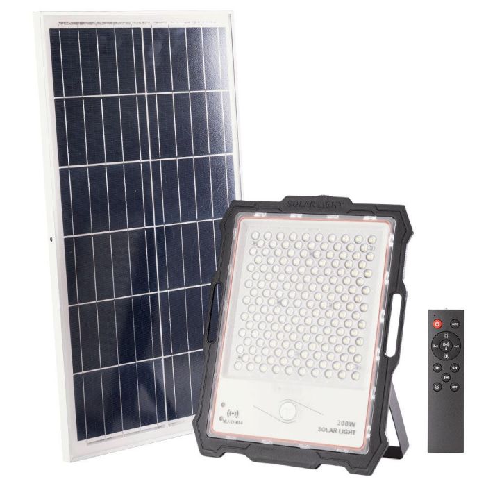LUM-MJ-DW904 Proyector LED Solar 400W 2257Lm con Sensor de Luz, Mando a Distancia, Panel 45W y Batería 45000mAh para Exterior