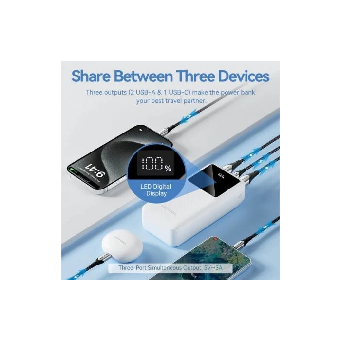 Vention FHMB0 Powerbank 30000mAh, 22.5W Carga Rápida, Pantalla LED, Color Negro Vention FHMB0 Powerbank 30000mAh, 22.5W Carga Rápida, Pantalla LED, Color Negro