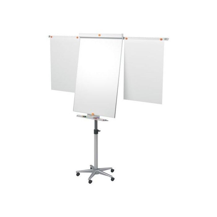 Nobo Pizarra de Conferencia móvil Nano Clean con Brazos Extensibles 1000x700mm - Superficie de Melamina Classic