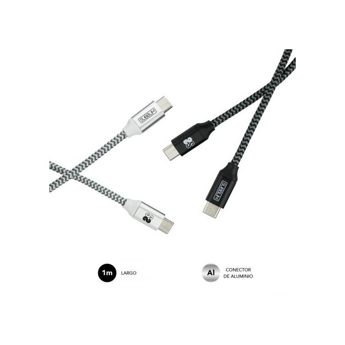 SUBBLIM PACK 2 CABLES USB TIPO USB-C A USB-C 1 M BLACK/SILVER cable USB 2 SUBBLIM PACK 2 CABLES USB TIPO USB-C A USB-C 1 M BLACK/SILVER cable USB 2