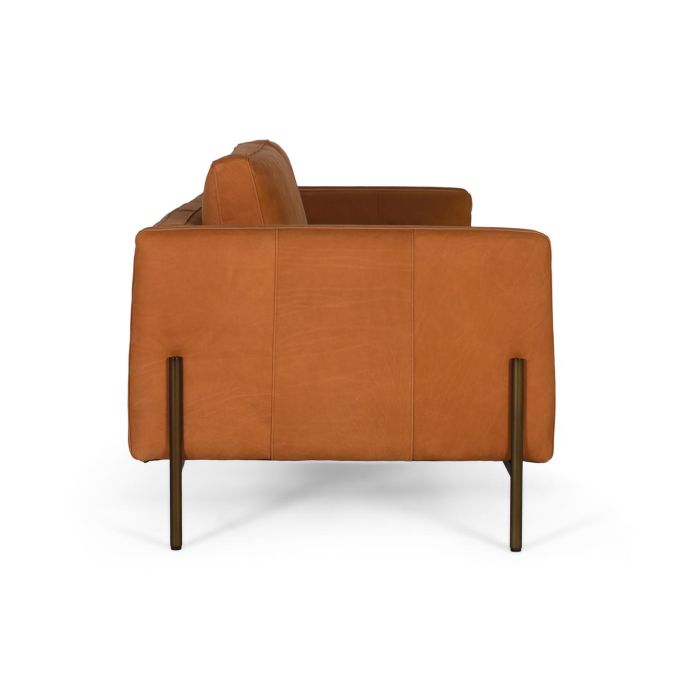 GINER Y COLOMER Sofá Tapizado en Piel 3 Plazas Estilo Vintage con Patas de Metal 2 GINER Y COLOMER Sofá Tapizado en Piel 3 Plazas Estilo Vintage con Patas de Metal 2