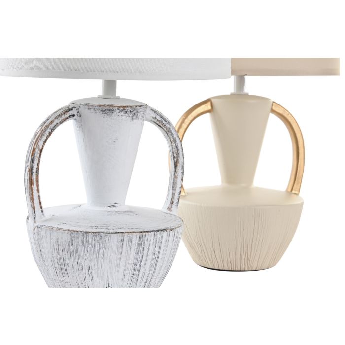 DKD Home Decor Lámpara Sobremesa Blanco Beige 20 x 35 x 20 cm (2 Unidades) 2