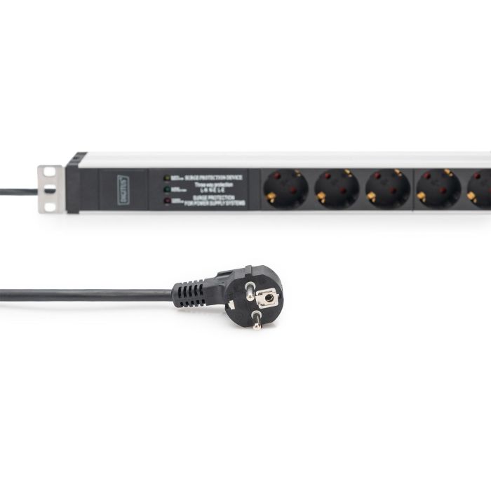 Steckdosenleiste Aluminium PDU 1U DIGITUS 16A 230VAC 50/60Hz 6x Schutzkontakt Überspannungsschutz 1 Steckdosenleiste Aluminium PDU 1U DIGITUS 16A 230VAC 50/60Hz 6x Schutzkontakt Überspannungsschutz 1