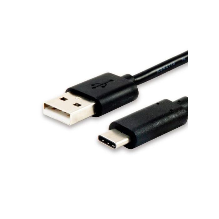 Equip Cable USB 2.0 Tipo A a Tipo C Reversible 1M, PVC, Certificado, Niquelado, AWG 30, Negro