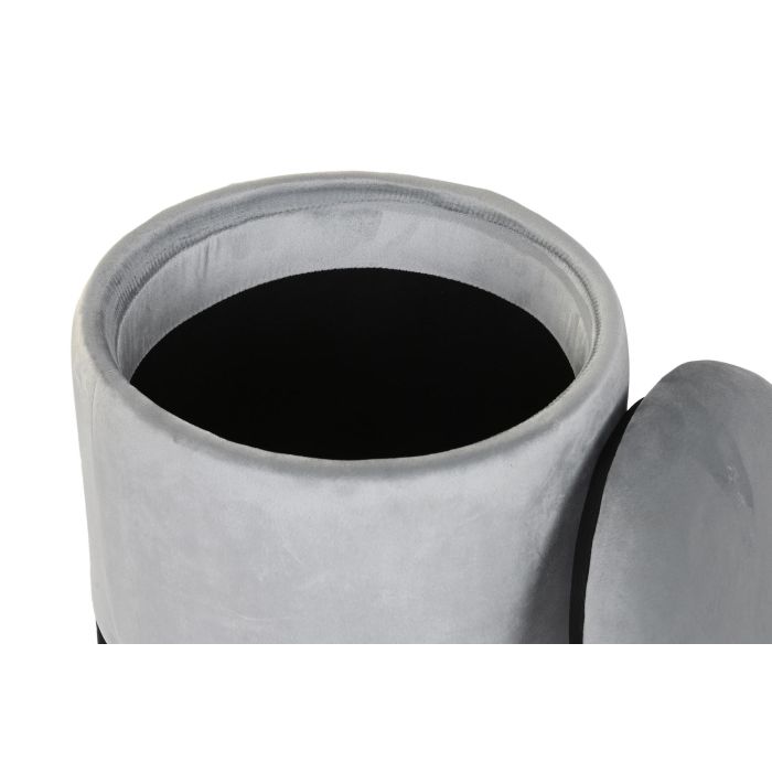 DKD Home Decor Reposapies con Tapa de Almacenaje Gris 44x44x42 cm Poliéster y Metal 3 DKD Home Decor Reposapies con Tapa de Almacenaje Gris 44x44x42 cm Poliéster y Metal 3