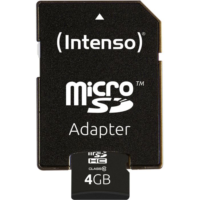 Intenso 3413450 Tarjeta MicroSDHC de 4GB Clase 10 25MB/s con Adaptador SD 2