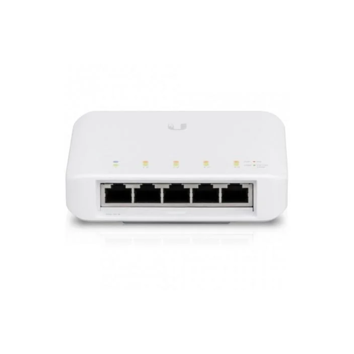 Ubiquiti USW-Flex Switch Gigabit 5 Puertos Layer 2 PoE (1 Entrada, 4 Salidas 46W) para Interior/Exterior con Montaje Versátil