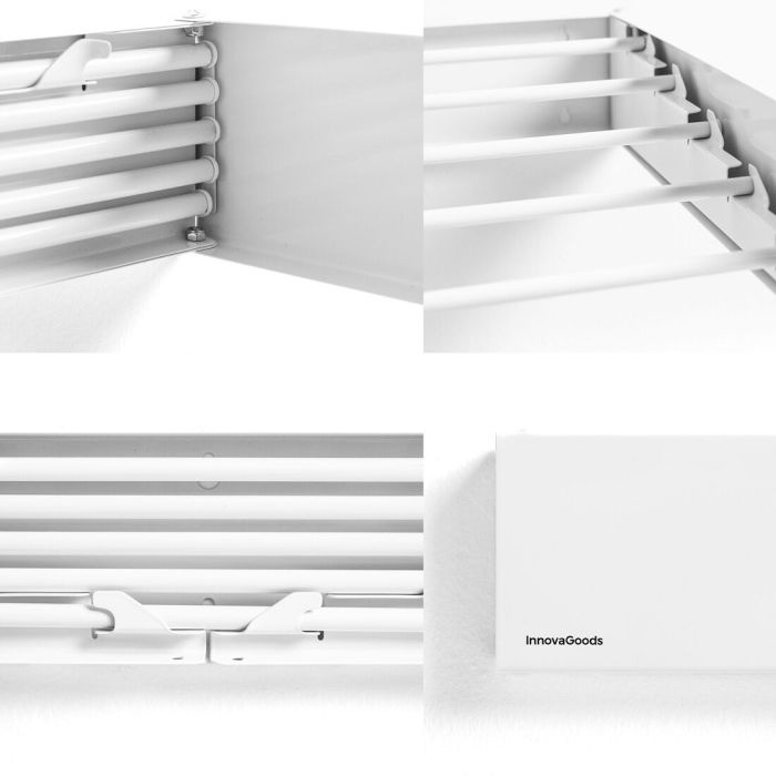 Tendedero de Pared Plegable Extensible Retráctil Dryva 80 InnovaGoods 3 Tendedero de Pared Plegable Extensible Retráctil Dryva 80 InnovaGoods 3
