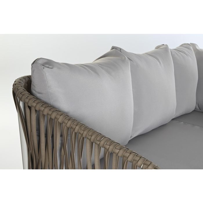DKD Home Decor Sofá de Terraza y Jardín de Ratán Sintético Blanco y Marrón Claro, Set 3 piezas, 190x70x190 cm Desmontable 4