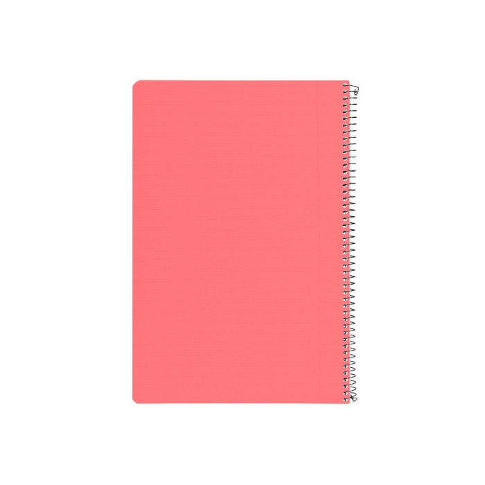 Cuaderno Espiral Liderpapel Folio Pautaguia Tapa Plastico 80H 75 gr Cuadro Pautado 3 mm Con Margen Color Rojo 2