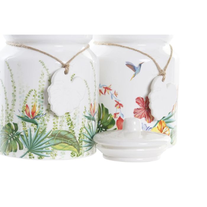 DKD Home Decor Bote Tropical Decorativo de Dolomita 2,35 L Multicolor Apto Microondas y Lavavajillas 15x15x21 cm Set 2 Unidades 1 DKD Home Decor Bote Tropical Decorativo de Dolomita 2,35 L Multicolor Apto Microondas y Lavavajillas 15x15x21 cm Set 2 Unidades 1
