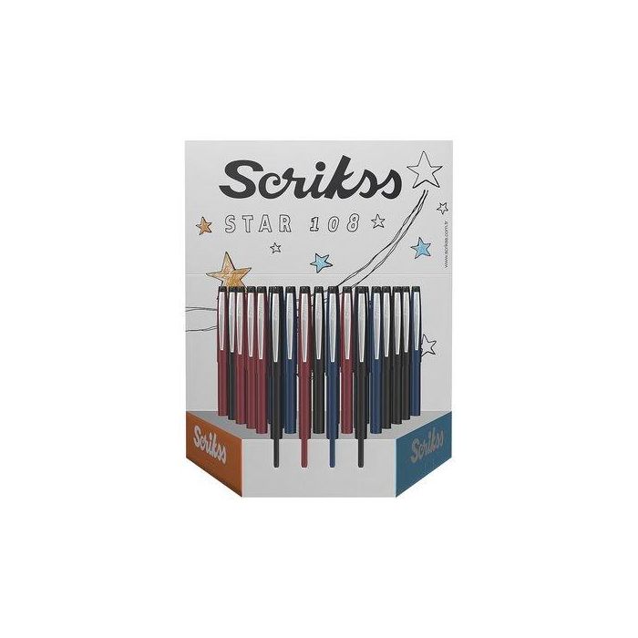 Boligrafo Scrikss Star 108 Surtido Expositor De 36 (3 Colores Satinados)