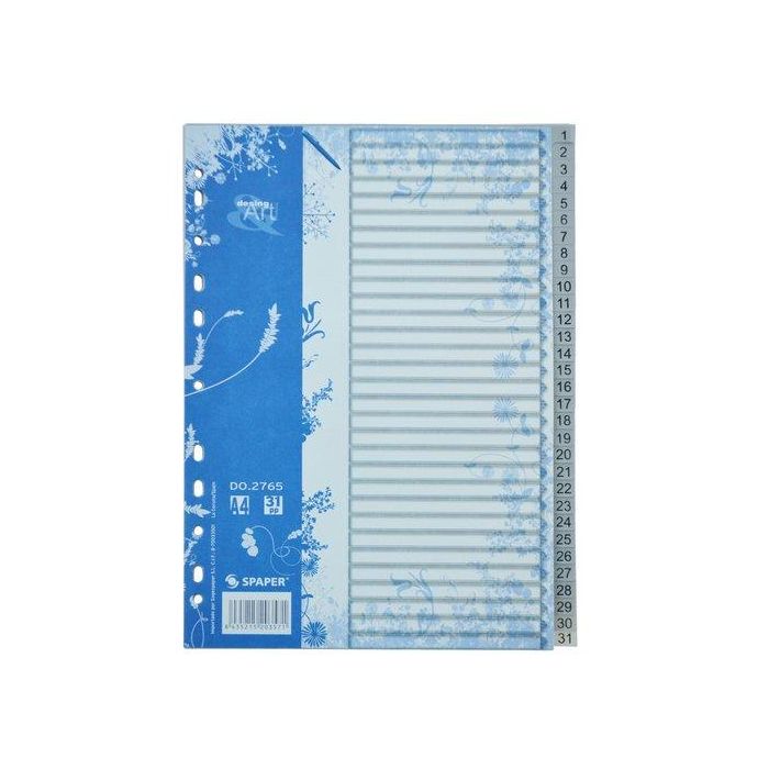 Indice Spaper Office Pp Numerico A4 Pestañas 1-31 11 Taladros (Set de 20)