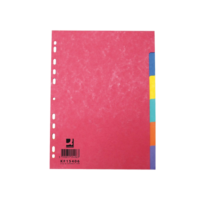Q-connect Separador Cartulina Brillo Juego de 6 Separadores DIN A4 Multitaladro 1