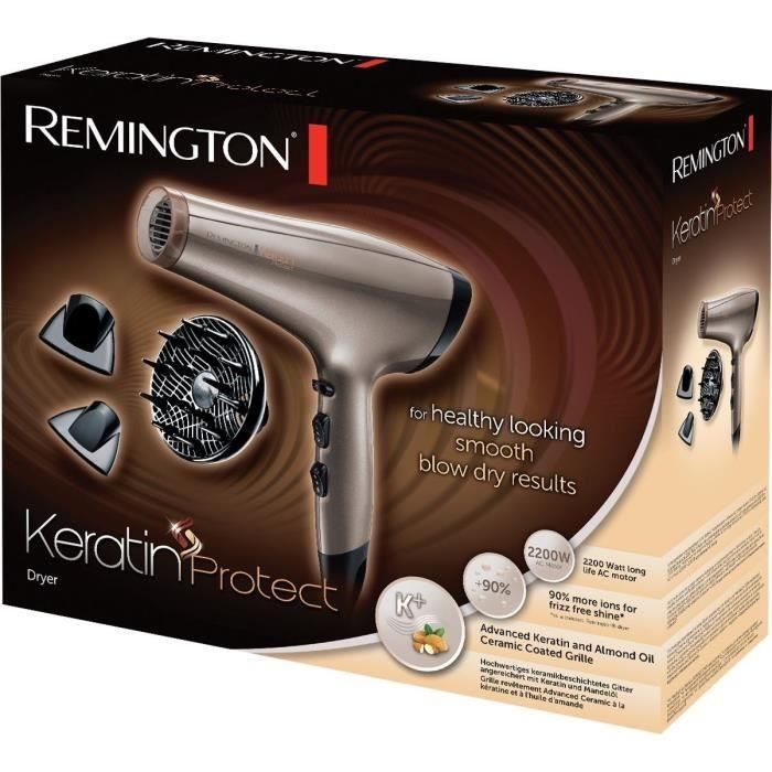 Remington AC8002 Secador de Pelo Profesional Keratin Protect, Iónico, 2200W, Motor AC, con Difusor y 2 Concentradores 5 Remington AC8002 Secador de Pelo Profesional Keratin Protect, Iónico, 2200W, Motor AC, con Difusor y 2 Concentradores 5