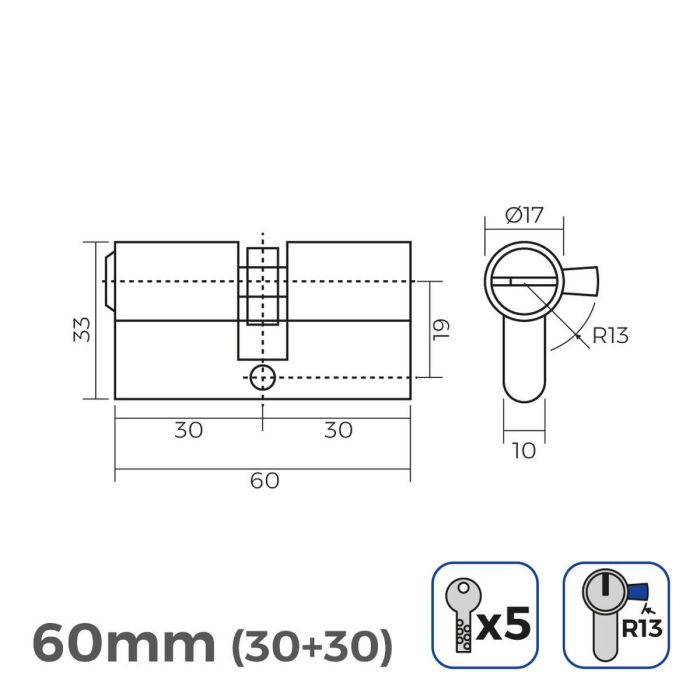 Cilindro EDM 85180 r13 Níquel Leva Corta Europeo 1 Cilindro EDM 85180 r13 Níquel Leva Corta Europeo 1