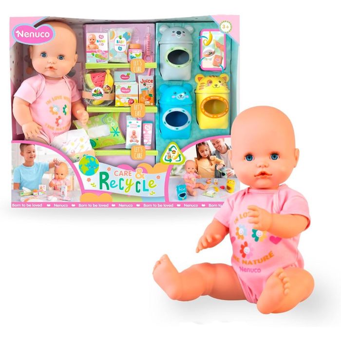 Nenuco Nfn98000 Muñeca Bebé Cuida y Recicla 42 cm con Accesorios de Alimentación, Pañal y Curas, Juego Educativo +3 Años 1 Nenuco Nfn98000 Muñeca Bebé Cuida y Recicla 42 cm con Accesorios de Alimentación, Pañal y Curas, Juego Educativo +3 Años 1