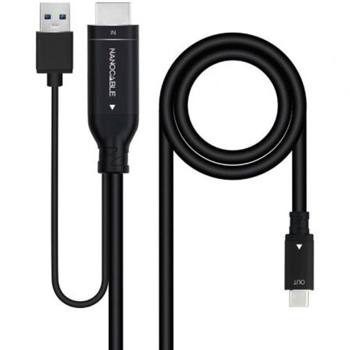 Cable HDMI Nanocable 10.15.4354/ HDMI Macho - USB Macho/ USB Tipo-C Macho/ 1.8m/ Negro