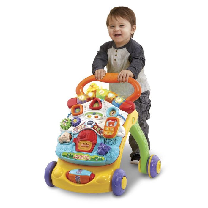 V-Tech 80-505622 Correpasillos Andandin 2 en 1: Andador y Panel de Actividades Extraíble, Piano, Formas, Español, +9 Meses