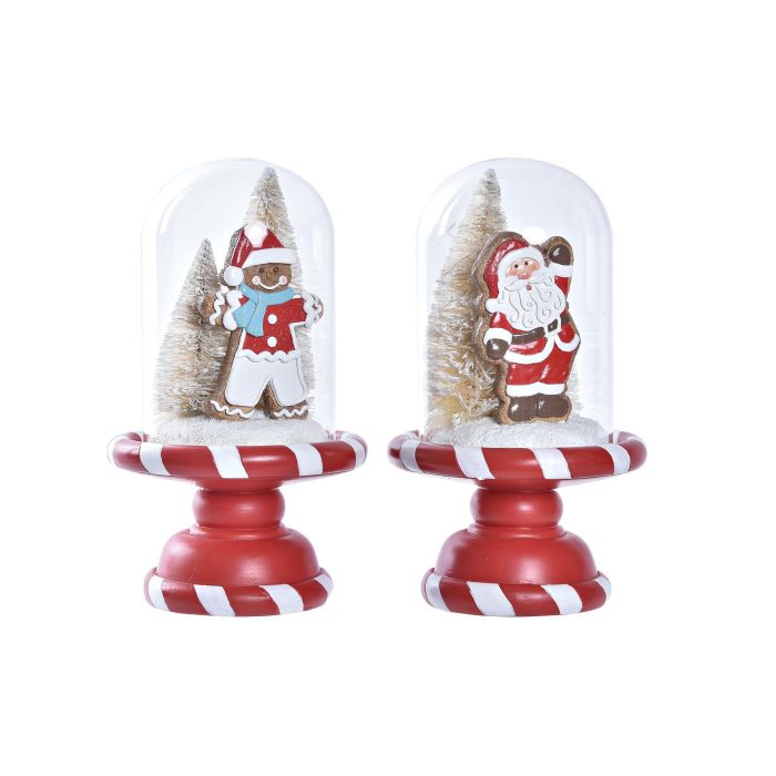 Figura Navidad Tradicional DKD Home Decor Blanco Rojo 13.5 x 23.5 x 13.5 cm (2 Unidades)