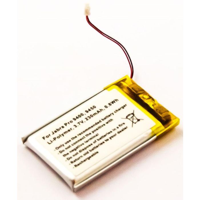 CoreParts Battery for Jabra Headset 0.85Wh Li-Pol 3.7V. 230mAh Jabra Pro 9400, Pro 9450, Pro 9460, Pro 9465, Pro 9470 CoreParts Battery for Jabra Headset 0.85Wh Li-Pol 3.7V. 230mAh Jabra Pro 9400, Pro 9450, Pro 9460, Pro 9465, Pro 9470