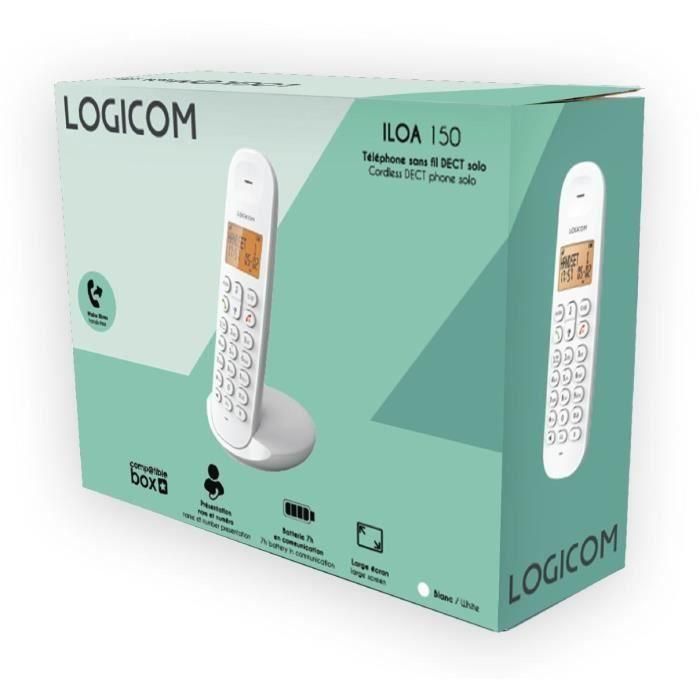 Logicom LOG3483071500094 Teléfono Fijo Inalámbrico DECT ILOA 150 SOLO Blanco, Sin Contestador Automático 4