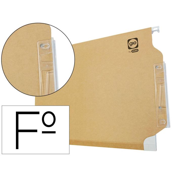Gio Carpeta Colgante Visor Lateral Arcón Kraft Bicolor Cartulina Folio Con Etiquetas -25U- Gio Carpeta Colgante Visor Lateral Arcón Kraft Bicolor Cartulina Folio Con Etiquetas -25U-