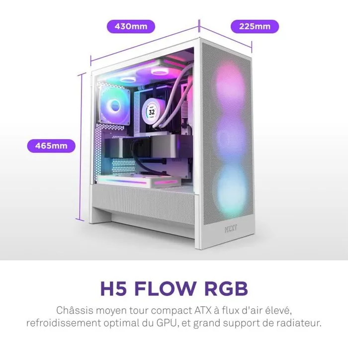 NZXT CC-H52FW-R1 Caja PC H5 FLOW (2024) White RGB Torre ATX 1