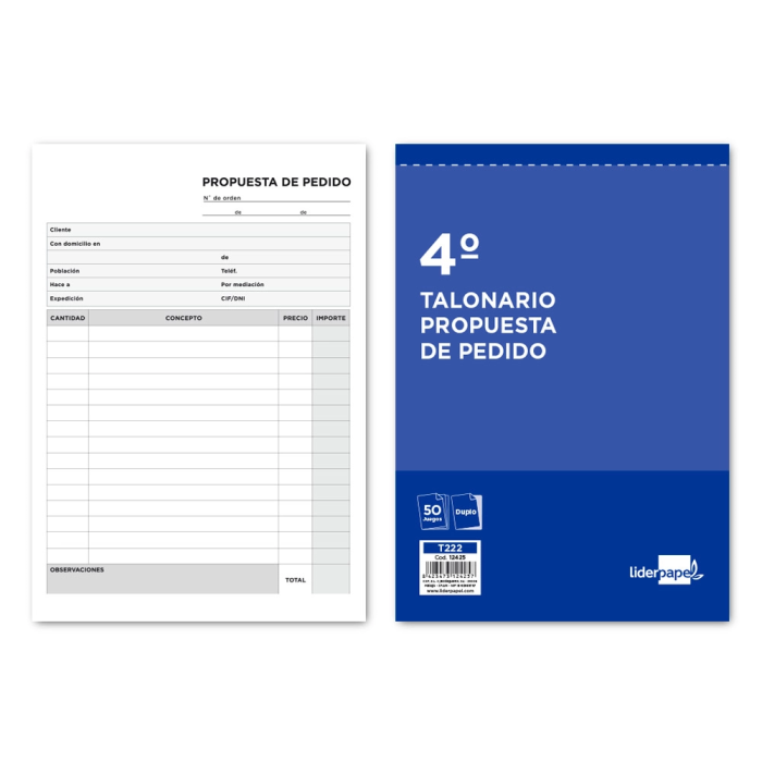 Liderpapel T222 Talonario de Pedidos, Cuarto Original y 1 Copia, 144 x 210 mm 0 Liderpapel T222 Talonario de Pedidos, Cuarto Original y 1 Copia, 144 x 210 mm 0